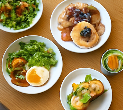Brunch dishes on table
